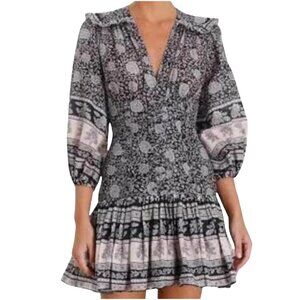 Zimmermann Amari Lace-up Printed Cotton Dress. Size M